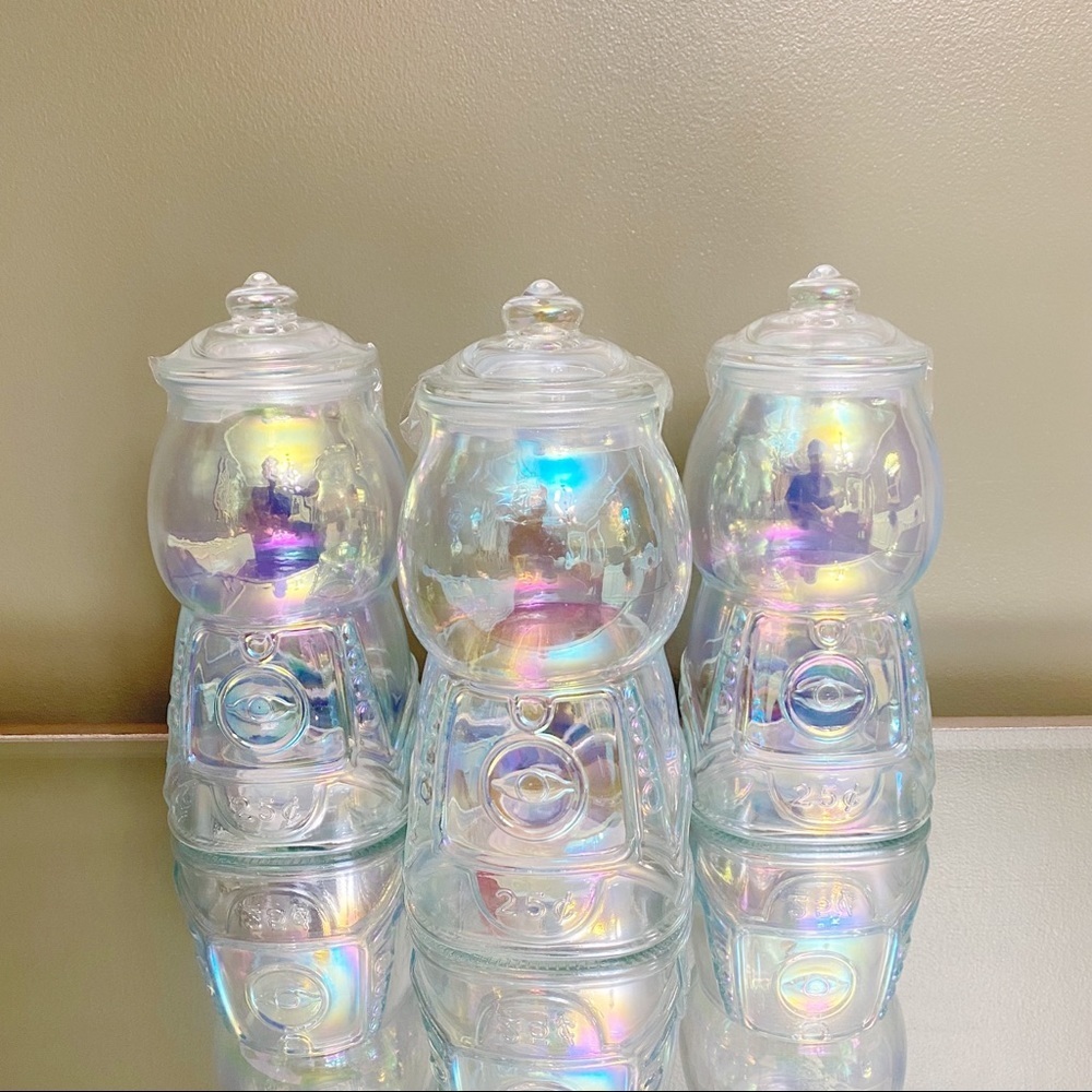 Target Glass Iridescent Halloween Gumball Machine Vase Jar SET OF 3